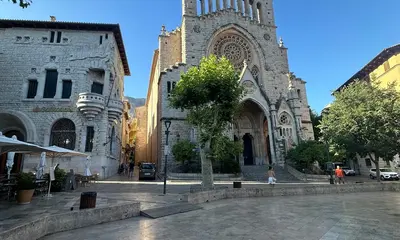 Sant Bartomeu church and main plaza Sóller - where locals gather and dine